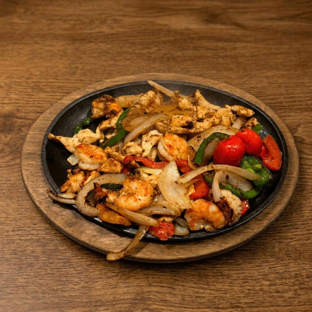 Chicken and Shrimp Fajitas.